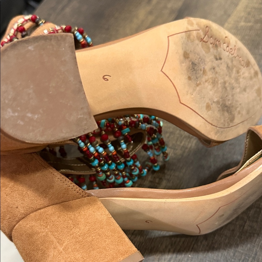 Beaded Tan Sandals - Picture 5 of 6